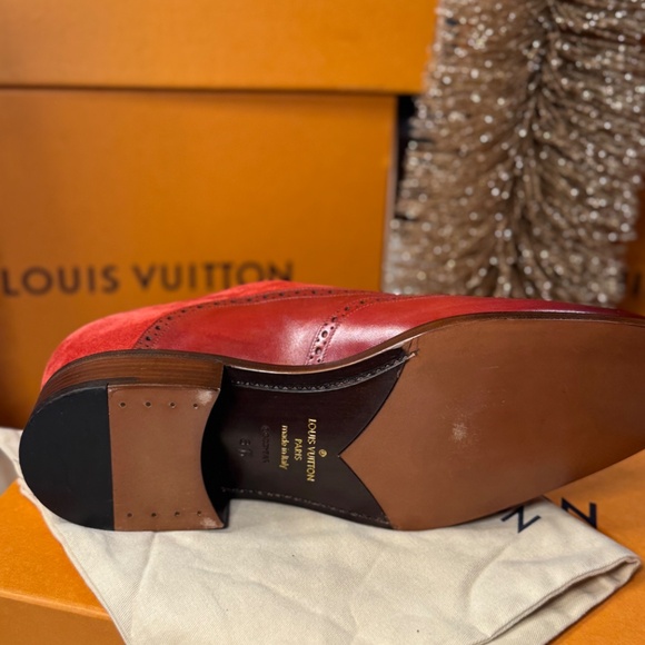 Louis Vuitton Red Leather & Suede Wingtip Brogues - Picture 6 of 9